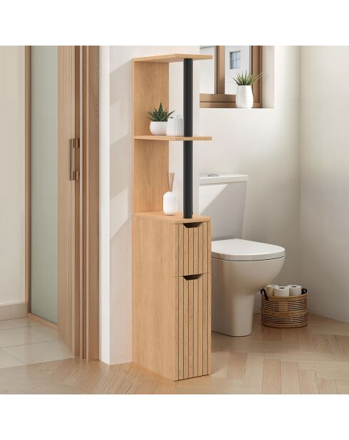 Colonne de salle de bain avec étagères bois - 15.5x30x118.5 cm
