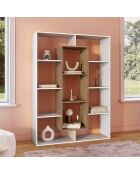 Etagère bibliothèque Paulette blanc/bois - 104x30x143 cm
