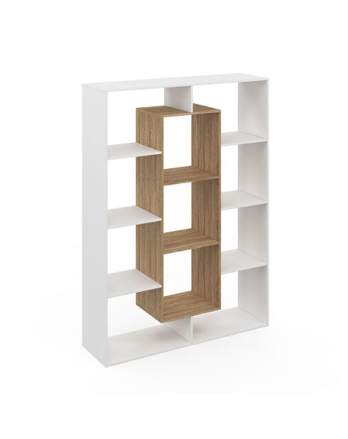 Etagère bibliothèque Paulette blanc/bois - 104x30x143 cm