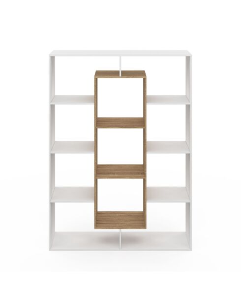 Etagère bibliothèque Paulette blanc/bois - 104x30x143 cm