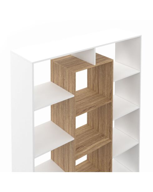 Etagère bibliothèque Paulette blanc/bois - 104x30x143 cm