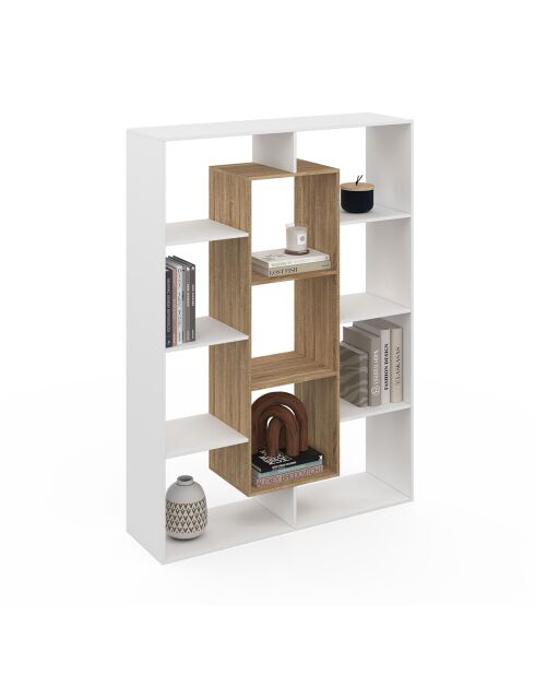 Etagère bibliothèque Paulette blanc/bois - 104x30x143 cm