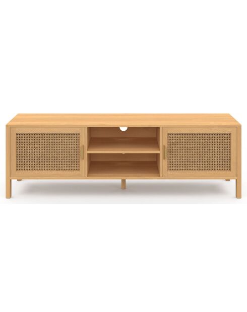 Meuble TV en cannage Eve bois - 160x40x50 cm