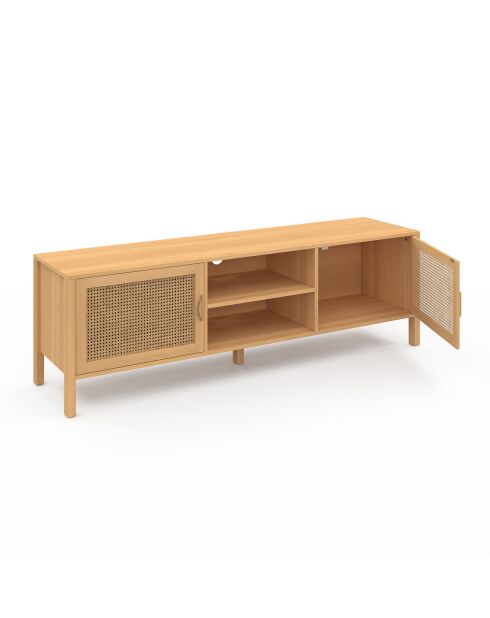 Meuble TV en cannage Eve bois - 160x40x50 cm