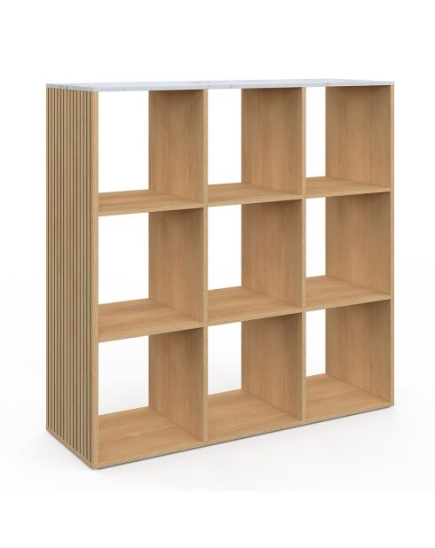Meuble de rangement cube Marceau bois/effet marbre blanc - 88x30x88 cm