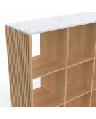 Meuble de rangement cube Marceau bois/effet marbre blanc - 88x30x88 cm