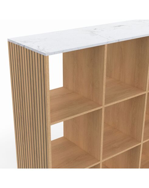 Meuble de rangement cube Marceau bois/effet marbre blanc - 88x30x88 cm