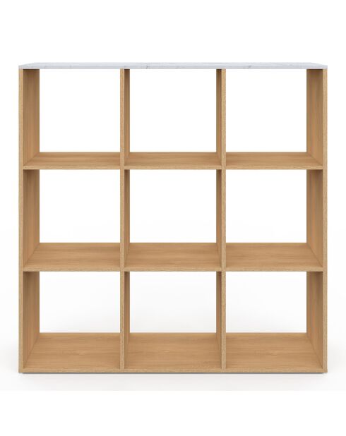 Meuble de rangement cube Marceau bois/effet marbre blanc - 88x30x88 cm