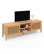 Meuble TV en cannage Eve bois - 160x40x50 cm