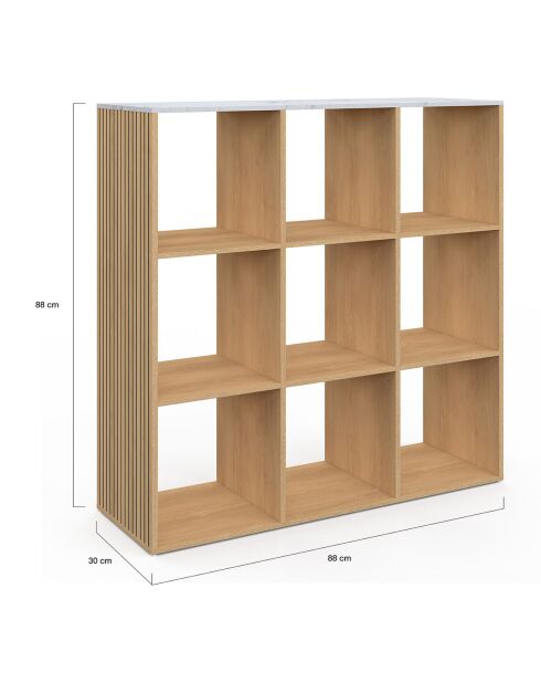 Meuble de rangement cube Marceau bois/effet marbre blanc - 88x30x88 cm