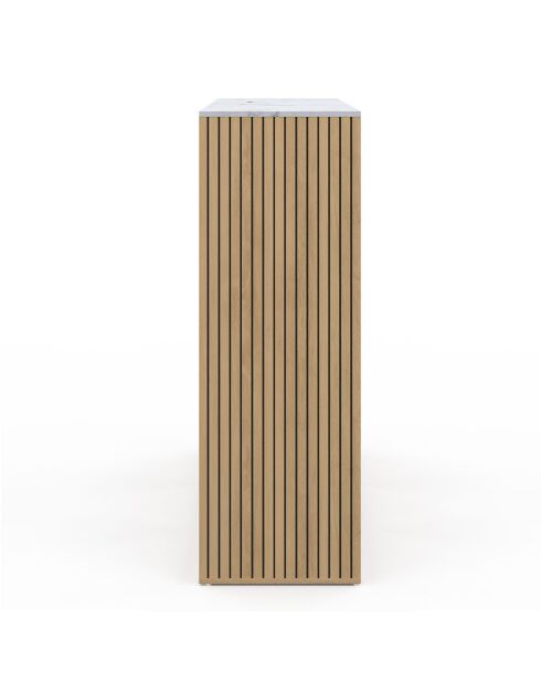 Meuble de rangement cube Marceau bois/effet marbre blanc - 88x30x88 cm