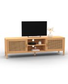 Meuble TV en cannage Eve bois - 160x40x50 cm