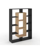 Etagère bibliothèque Paulette noir et bois  - 104x30x143 cm