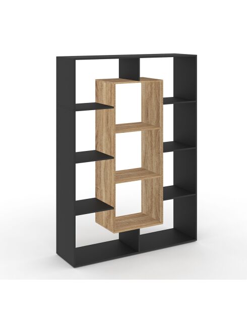 Etagère bibliothèque Paulette noir et bois  - 104x30x143 cm