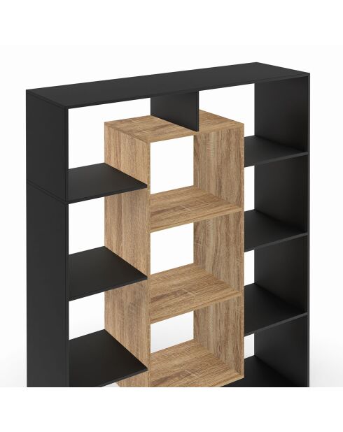 Etagère bibliothèque Paulette noir et bois  - 104x30x143 cm