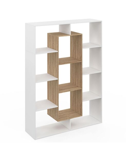 Etagère bibliothèque Paulette blanc et bois  - 104x30x143 cm