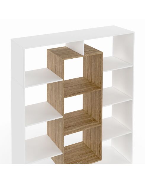Etagère bibliothèque Paulette blanc et bois  - 104x30x143 cm