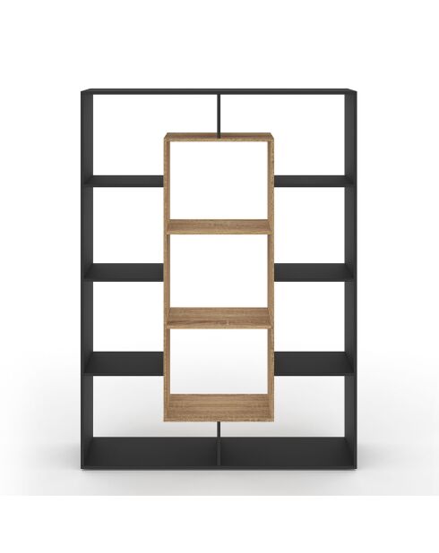 Etagère bibliothèque Paulette noir et bois  - 104x30x143 cm