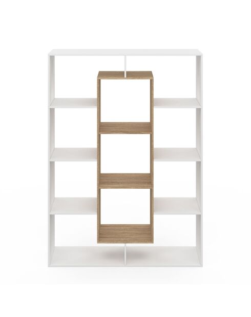 Etagère bibliothèque Paulette blanc et bois  - 104x30x143 cm