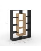 Etagère bibliothèque Paulette noir et bois  - 104x30x143 cm