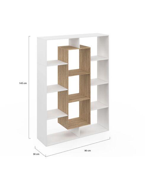 Etagère bibliothèque Paulette blanc et bois  - 104x30x143 cm