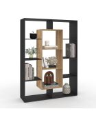 Etagère bibliothèque Paulette noir et bois  - 104x30x143 cm