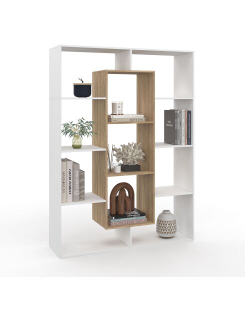 Etagère bibliothèque Paulette blanc et bois  - 104x30x143 cm