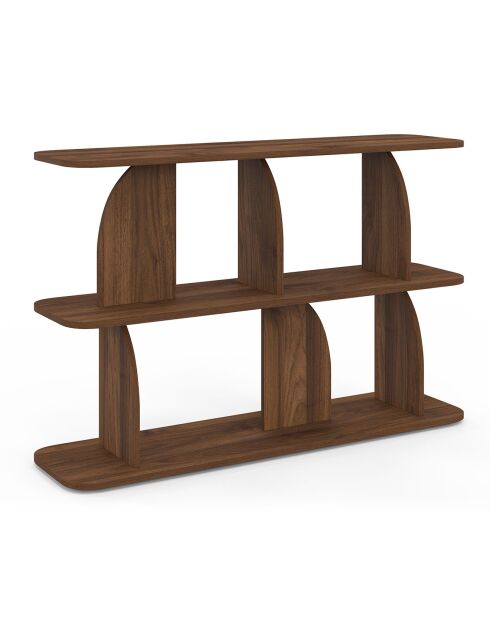 Etagère basse Japandi destructurée noyer - 112x30x73 cm
