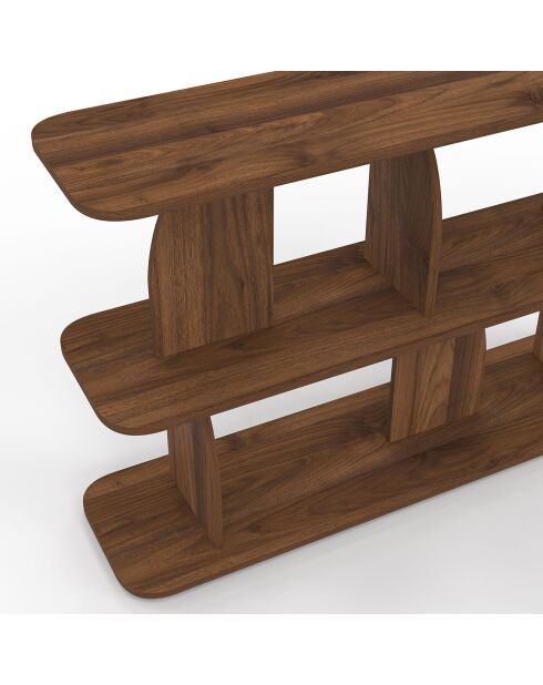 Etagère basse Japandi destructurée noyer - 112x30x73 cm