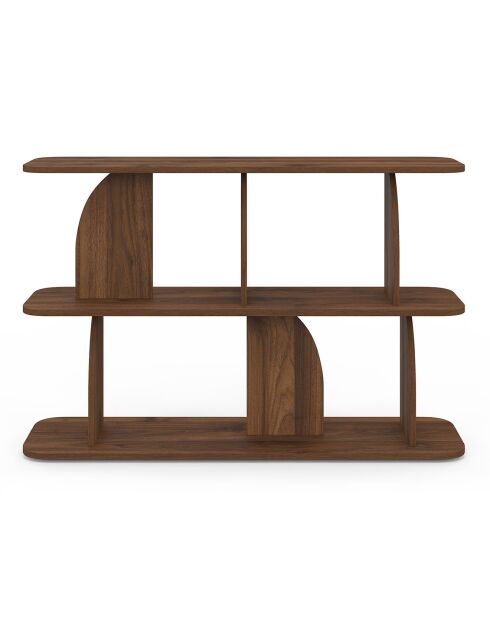 Etagère basse Japandi destructurée noyer - 112x30x73 cm