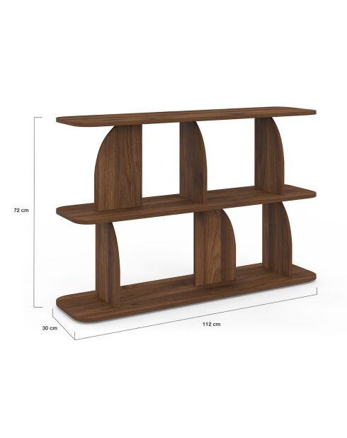 Etagère basse Japandi destructurée noyer - 112x30x73 cm