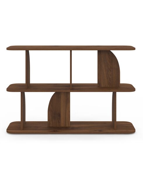 Etagère basse Japandi destructurée noyer - 112x30x73 cm