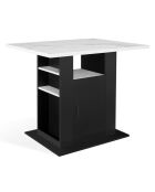 Ilot central de cuisine Théo noir/blanc aspect marbre - 110x80x90 cm