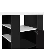Ilot central de cuisine Théo noir/blanc aspect marbre - 110x80x90 cm