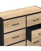 Commode Iris 6 tiroirs bois/noir - 80x30x70 cm