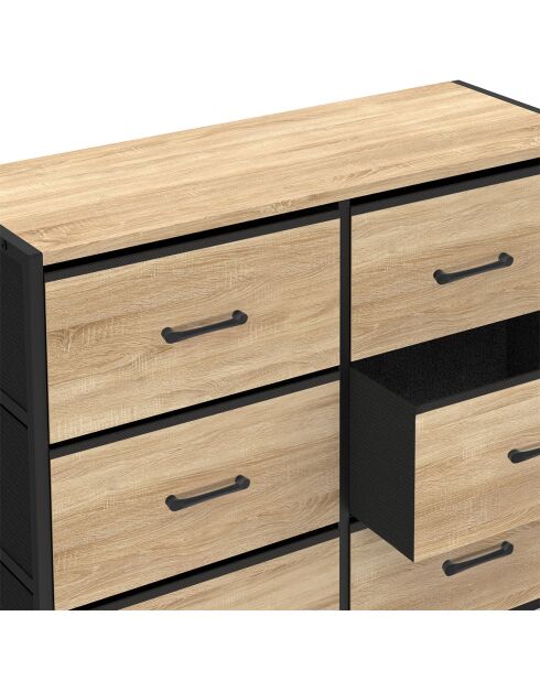 Commode Iris 6 tiroirs bois/noir - 80x30x70 cm