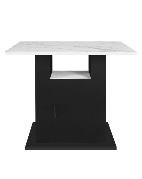Ilot central de cuisine Théo noir/blanc aspect marbre - 110x80x90 cm