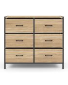 Commode Iris 6 tiroirs bois/noir - 80x30x70 cm