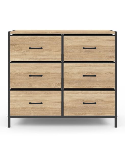 Commode Iris 6 tiroirs bois/noir - 80x30x70 cm
