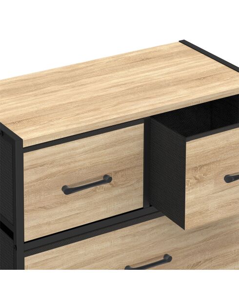 Commode Iris 5 tiroirs bois/noir - 60x30x90 cm