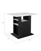 Ilot central de cuisine Théo noir/blanc aspect marbre - 110x80x90 cm
