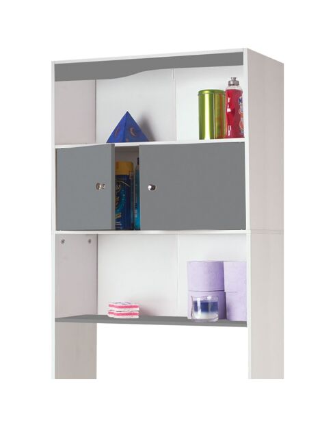 Meuble spécial dessus de WC avec placard blanc/gris - 58x19.5x178 cm