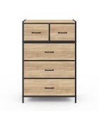 Commode Iris 5 tiroirs bois/noir - 60x30x90 cm