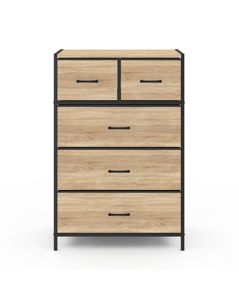 Commode Iris 5 tiroirs bois/noir - 60x30x90 cm