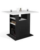 Ilot central de cuisine Théo noir/blanc aspect marbre - 110x80x90 cm