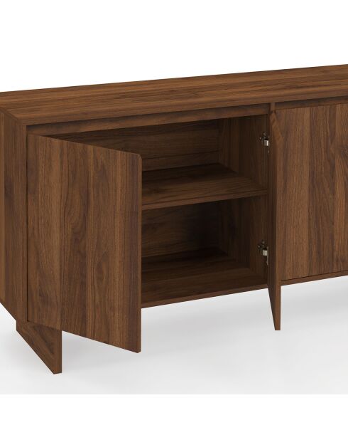 Buffet Yumi 4 portes noyer - 160x40x75 cm