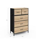 Commode Iris 5 tiroirs bois/noir - 60x30x90 cm