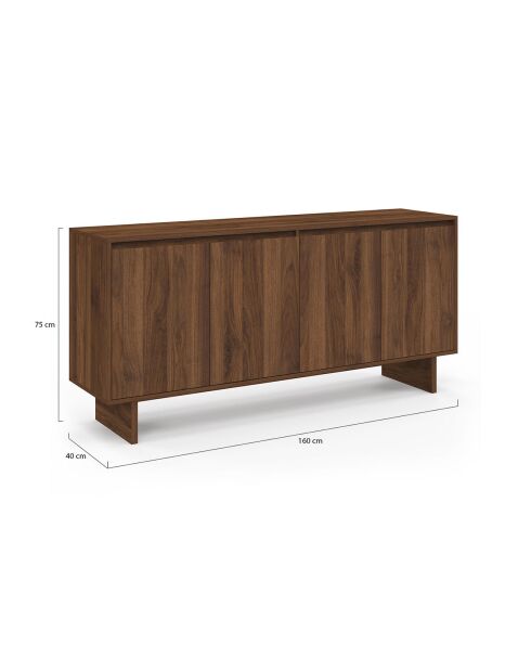 Buffet Yumi 4 portes noyer - 160x40x75 cm