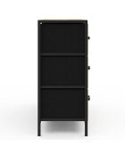 Commode Iris 6 tiroirs bois/noir - 80x30x70 cm