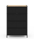 Commode Iris 5 tiroirs bois/noir - 60x30x90 cm